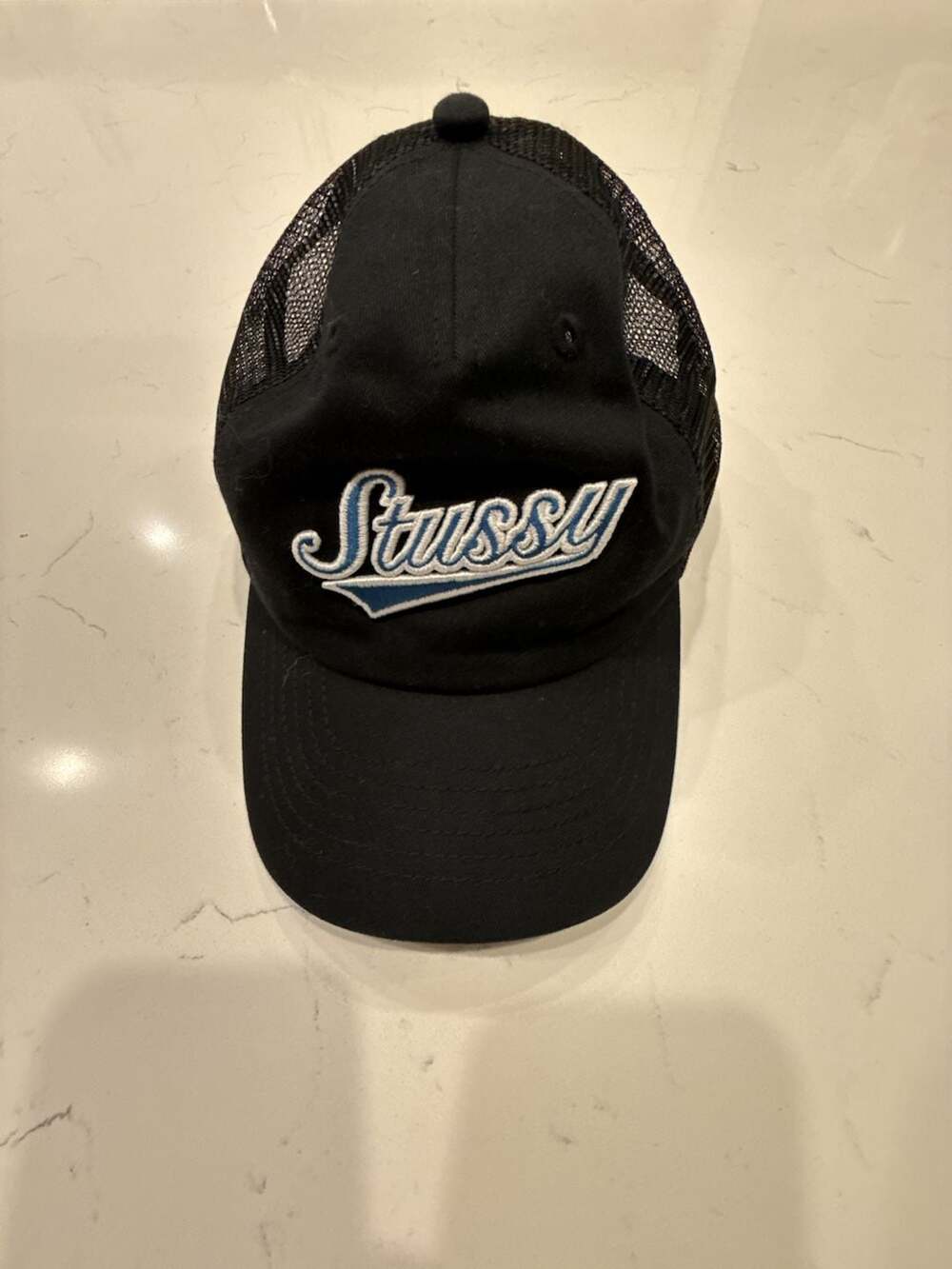 Stussy Low Profile Athletic Trucker Snapback Hat Black